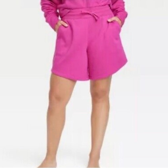 NWT All in Motion high rise fleece shorts berry purple size large - Picture 1 of 11